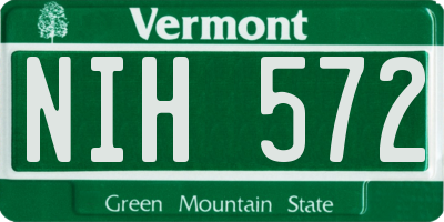 VT license plate NIH572