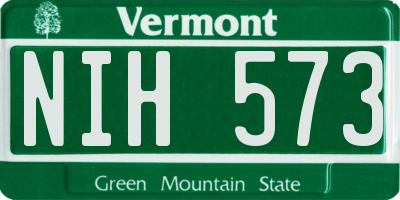 VT license plate NIH573