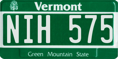 VT license plate NIH575