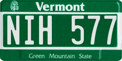 VT license plate NIH577