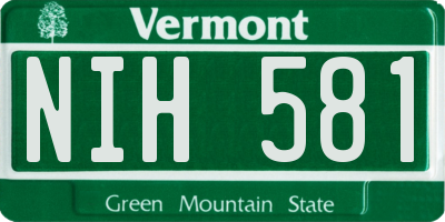 VT license plate NIH581