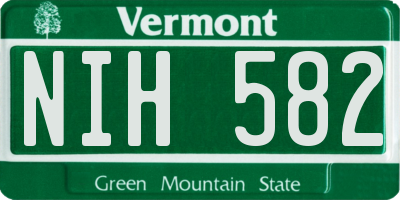 VT license plate NIH582