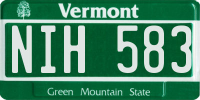 VT license plate NIH583
