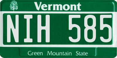 VT license plate NIH585