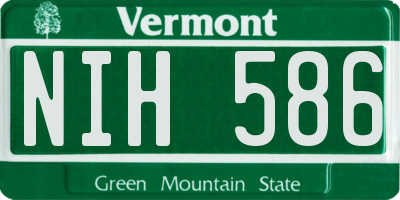 VT license plate NIH586