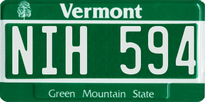 VT license plate NIH594