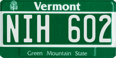 VT license plate NIH602