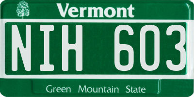 VT license plate NIH603
