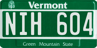 VT license plate NIH604