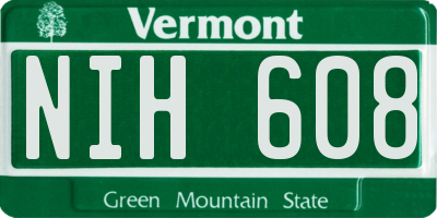 VT license plate NIH608