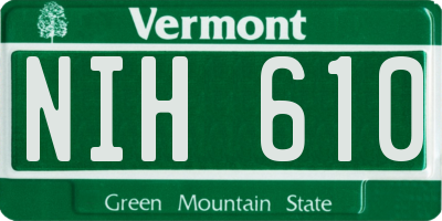 VT license plate NIH610