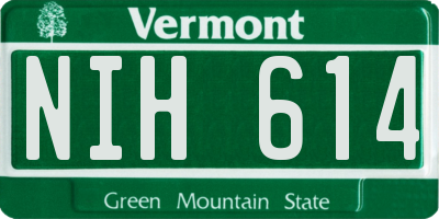 VT license plate NIH614