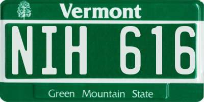 VT license plate NIH616