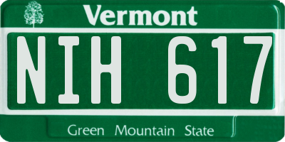VT license plate NIH617