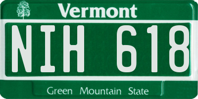VT license plate NIH618