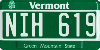 VT license plate NIH619