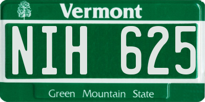 VT license plate NIH625