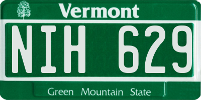 VT license plate NIH629