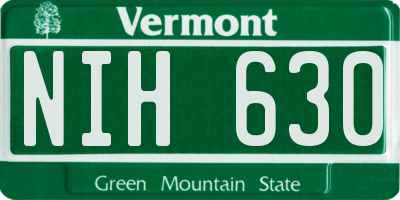 VT license plate NIH630