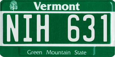 VT license plate NIH631