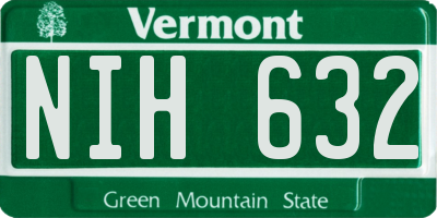 VT license plate NIH632