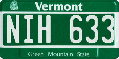 VT license plate NIH633