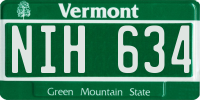VT license plate NIH634