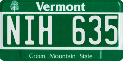 VT license plate NIH635