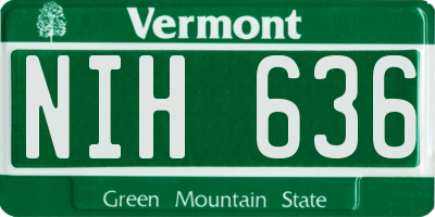 VT license plate NIH636