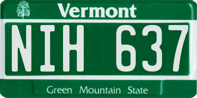 VT license plate NIH637