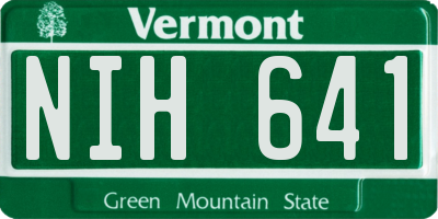 VT license plate NIH641