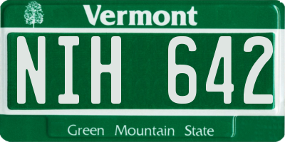VT license plate NIH642