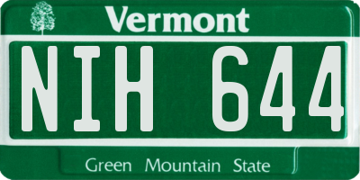 VT license plate NIH644