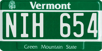 VT license plate NIH654
