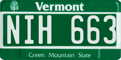 VT license plate NIH663