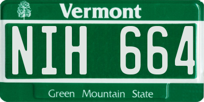 VT license plate NIH664