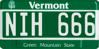 VT license plate NIH666
