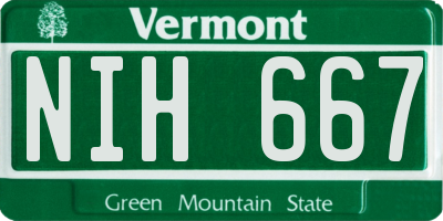 VT license plate NIH667