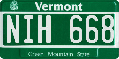 VT license plate NIH668