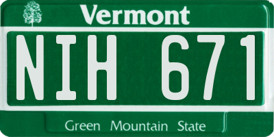VT license plate NIH671
