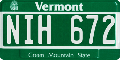 VT license plate NIH672