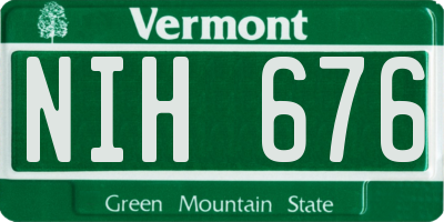 VT license plate NIH676