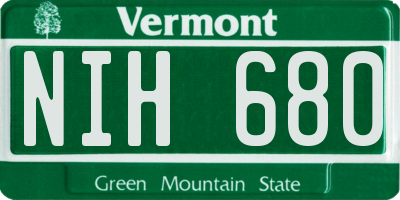 VT license plate NIH680