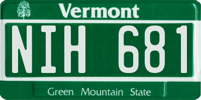 VT license plate NIH681