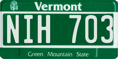 VT license plate NIH703