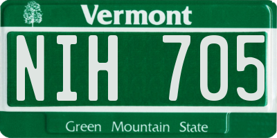 VT license plate NIH705