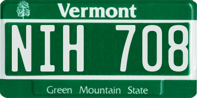 VT license plate NIH708