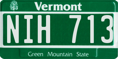 VT license plate NIH713