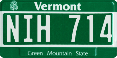 VT license plate NIH714