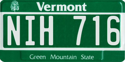VT license plate NIH716